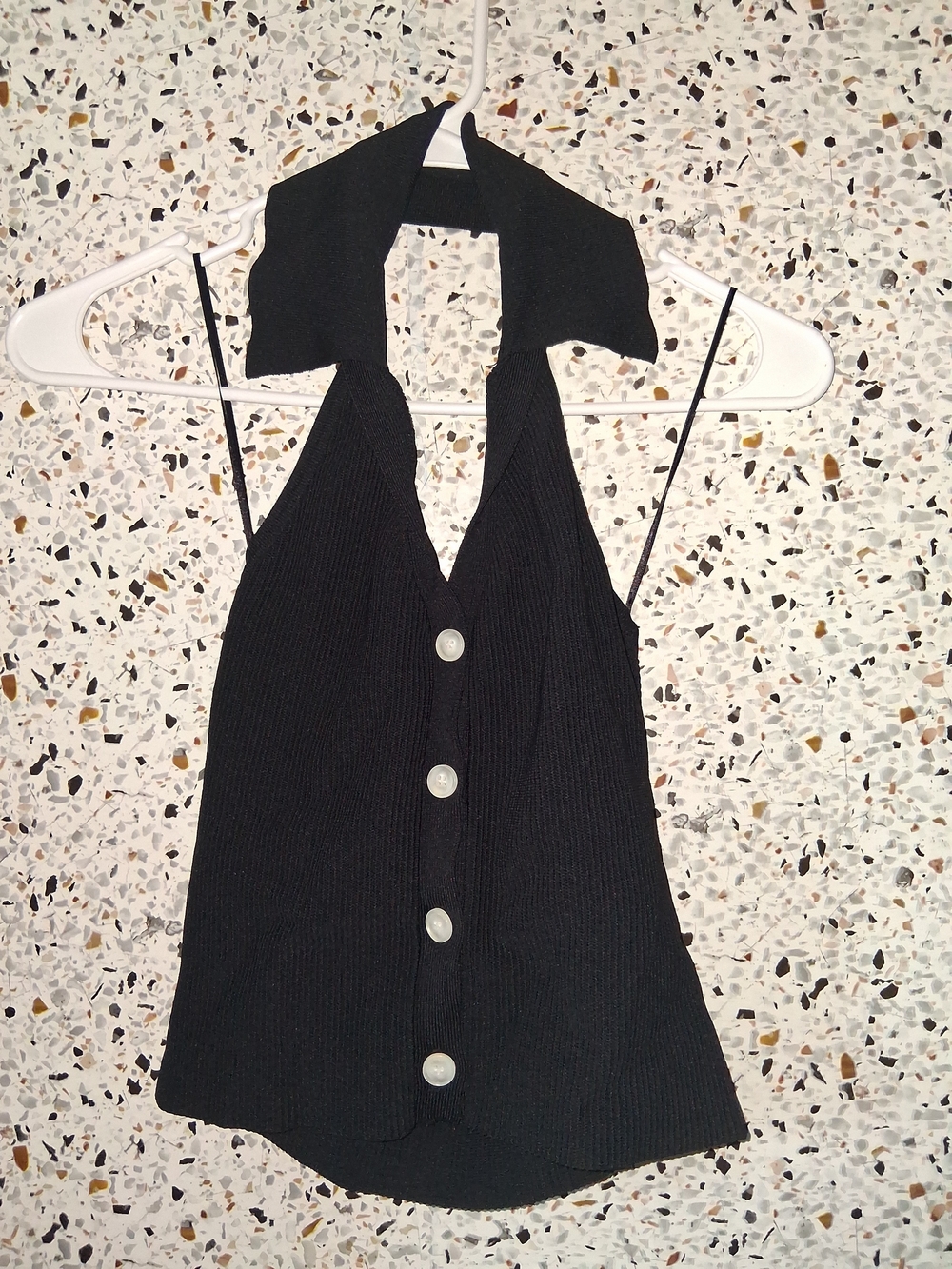 Vintage Callie Mac Button Down Halter Top Size Small Black